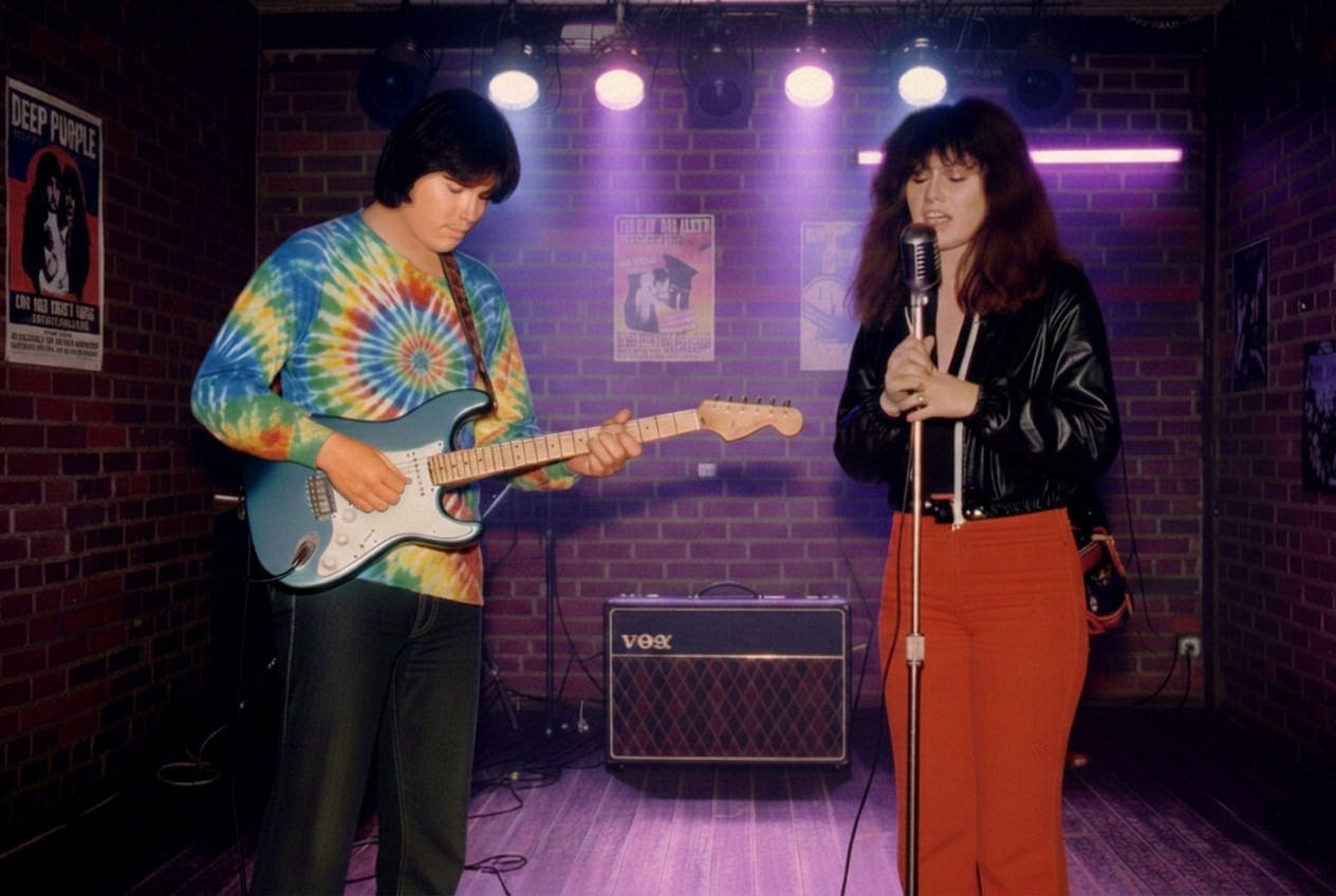 Che Guitare begleitet eine befreundete Sängerin im Proberaum auf seiner E-Gitarre.